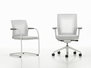 Vitra ID Visitor Air visitor chair and ID Air office chair in white side by side