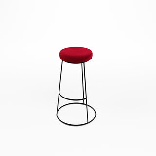 Flexfurn Alice Bar Stool barkruk met rond zitkussen in Velvet Burgundy en zwart draadframe