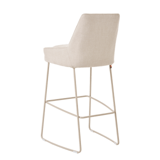 Mobitec Saga C1310 bar stool in ecru fabric, rear three-quarter view