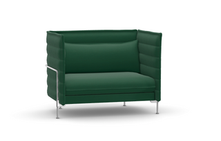 Vitra Alcove Love Seat in donkergroene stof, schuin vooraanzicht