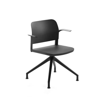 Bejot Volo swivel chair in black with armrests on spider base