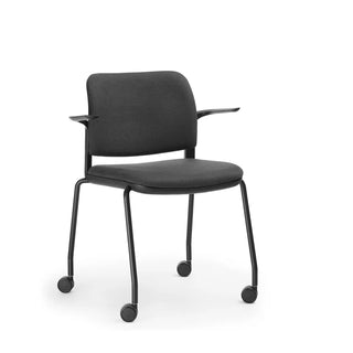 Bejot Volo chair upholstered in black with armrests on castors