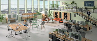 Buronomic Calme workstation pod for two people in Nebraska, white and sea green