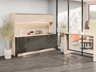 Tisanerie Buronomic Oasys de 240 cm avec arche en anthracite et wire oak