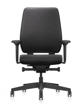Interstuhl JOYCEis3 JC1N1 ergonomische NPR bureaustoel zwart recht vooraanzicht gestoffeerde rugleuning