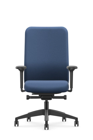Se7en Iris LX134 office chair with blue upholstery, front view