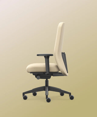 Se7en Iris office chair in cream, side view on a beige background