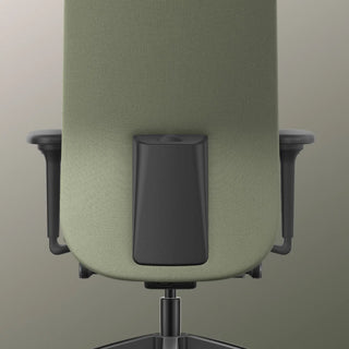 Detail of the green back of the Se7en Iris with lumbar support, back view