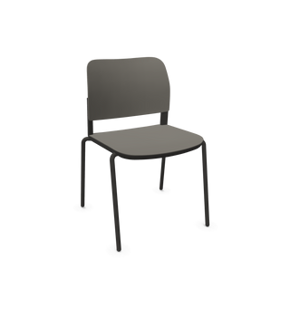 Bejot Volo VO215 chair with grey plastic shell and black four-leg frame, configuration view