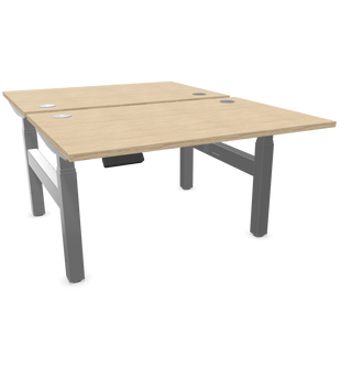 Poste multiple Buronomic Envol Evo pour deux personnes en wire oak avec piètement aluminium