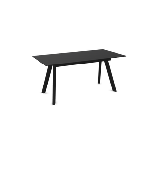 HAY CPH 30 uitschuifbare tafel in zwart linoleum met zwart eiken onderstel, configuratieweergave