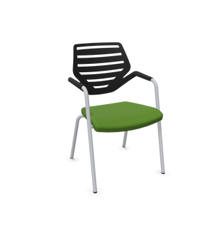 König + Neurath NOOK four-leg chair with black back, green seat and aluminium frame, configuration view