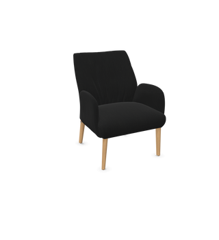 Mobitec Enora C0112 armchair in black fabric with wooden legs, configuration view