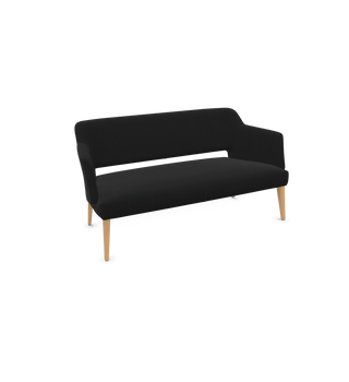 Mobitec Lena R0625 bank in zwarte stof met houten poten, configuratieweergave