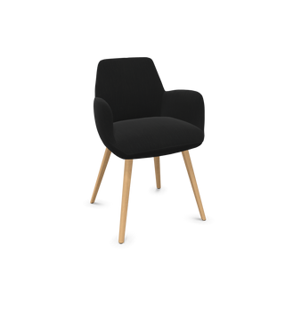 Mobitec Mood 101 M0112 armstoel in zwarte stof met houten poten, configuratieweergave