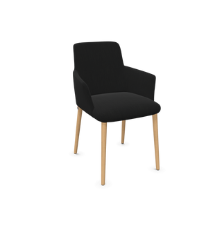 Mobitec Rob C0212 armchair in black fabric with wooden legs, configuration view