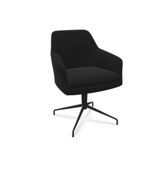 Mobitec Saga C0812 swivel chair in black fabric on black star base, configuration view