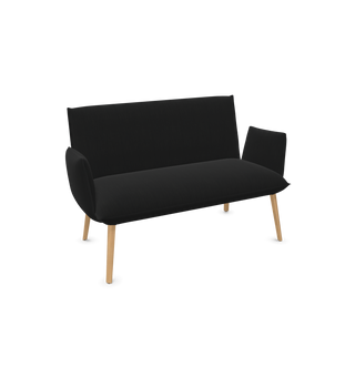 Mobitec Soft B2212 bank in zwarte stof met houten poten, configuratieweergave