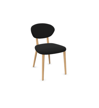 Mobitec Toro C0110 stoel in zwarte stof met houten frame, configuratieweergave