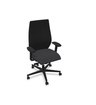 Rovo R12 6060 S5 bureaustoel met zwarte netrug en antraciet zitting, configuratieweergave