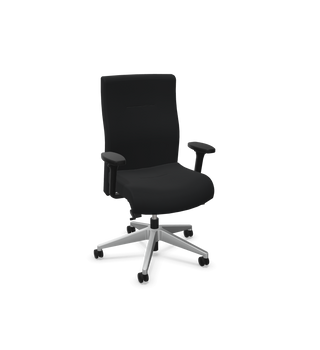 Rovo XP 4015 S1 office chair in black Bondai fabric with aluminium base, front three-quarter view