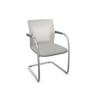 Vitra ID Visitor Air visitor chair with light grey mesh back and chrome cantilever frame, configuration view